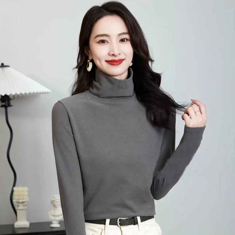 時尚百搭雙面德絨高領打底衫