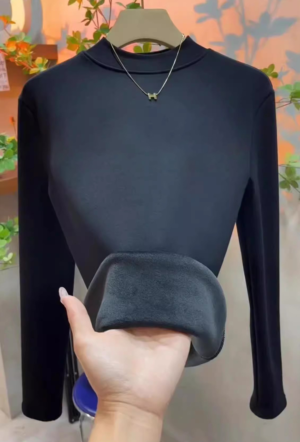 半高領加絨保暖修身打底衫