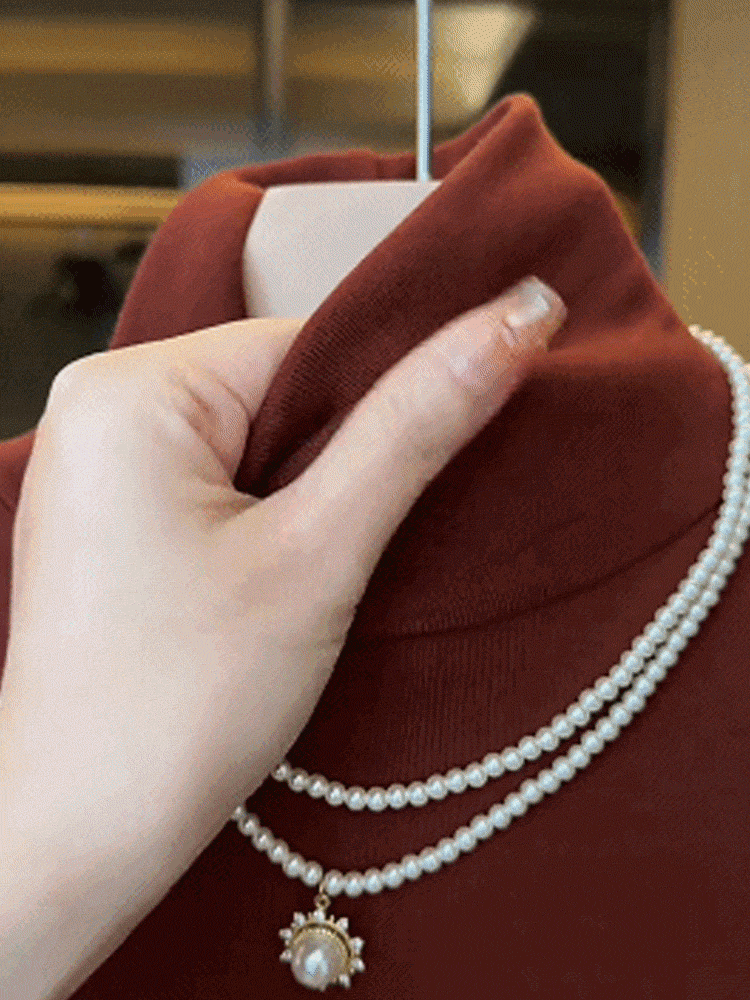 時尚百搭雙面德絨高領打底衫