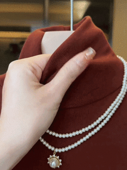 時尚百搭雙面德絨高領打底衫