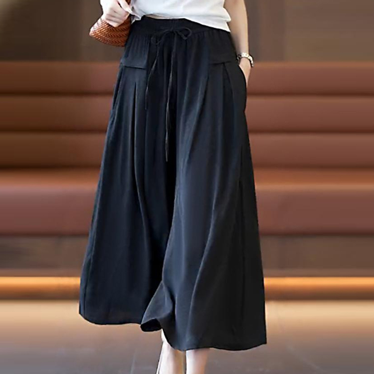 冰絲寬腳七分褲裙