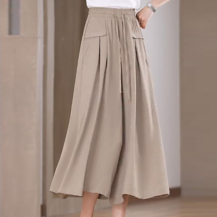 冰絲寬腳七分褲裙