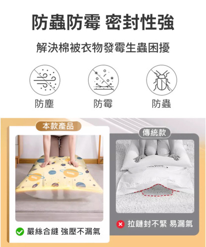 防潮防黴加厚免抽氣3D立體真空壓縮袋