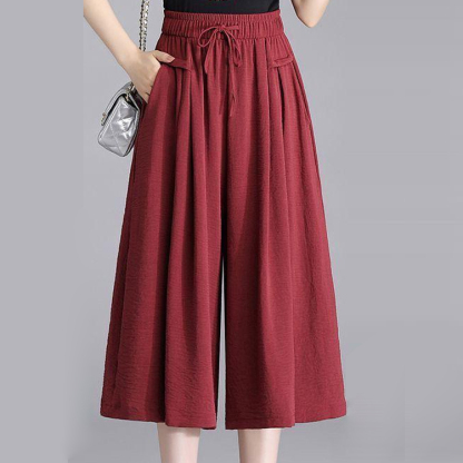 冰絲寬腳七分褲裙