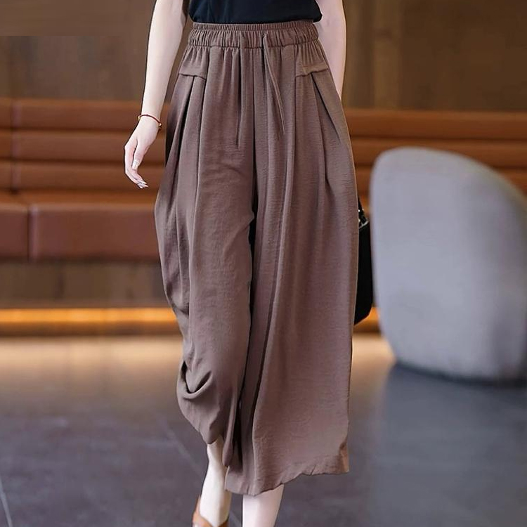 冰絲寬腳七分褲裙