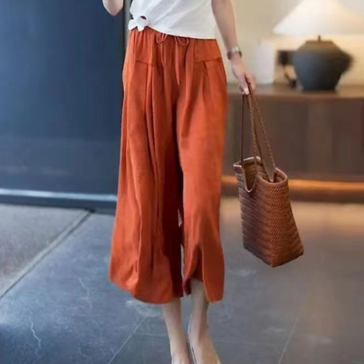 冰絲寬腳七分褲裙