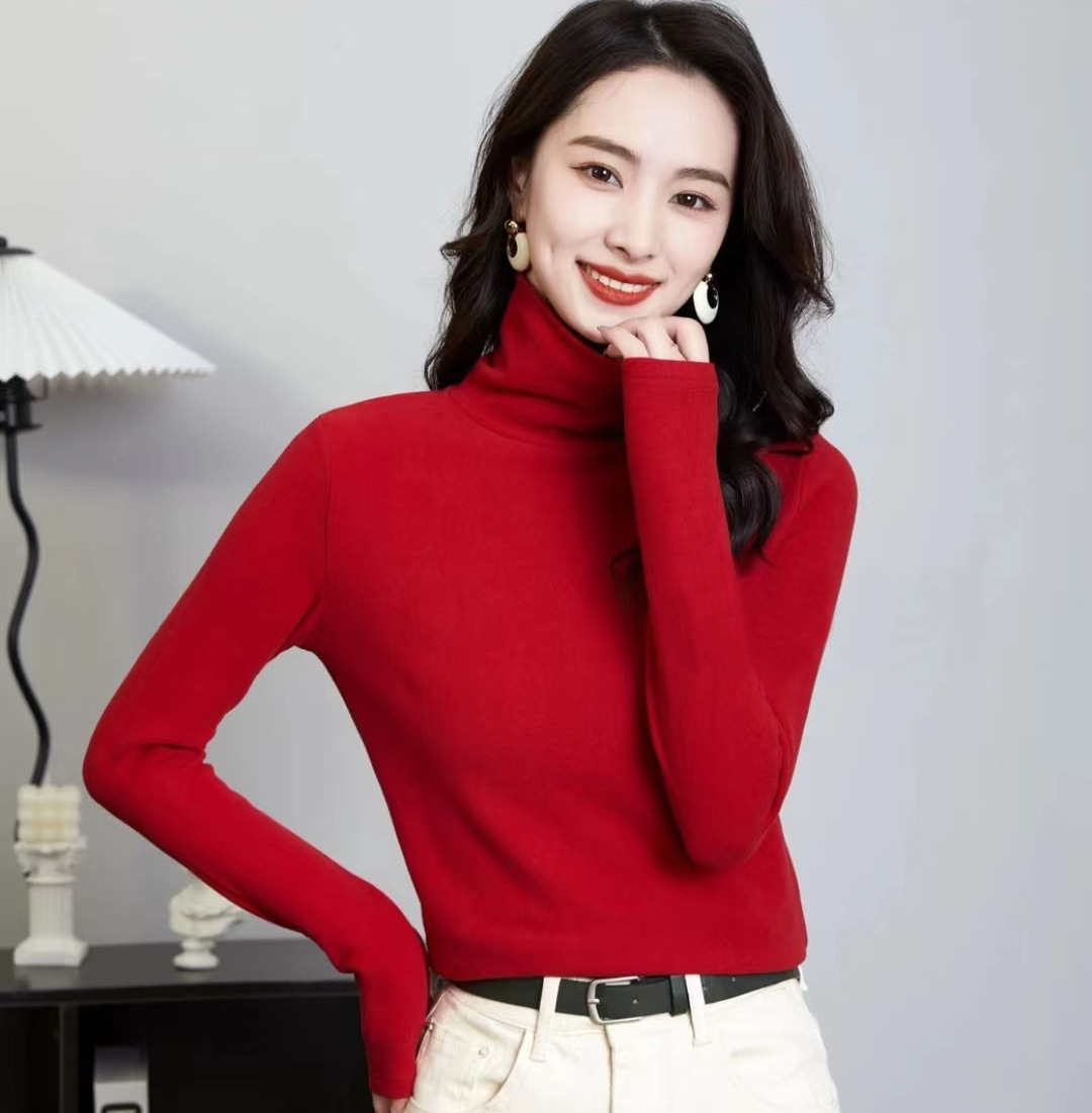 時尚百搭雙面德絨高領打底衫