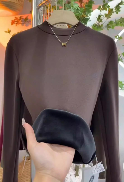 半高領加絨保暖修身打底衫