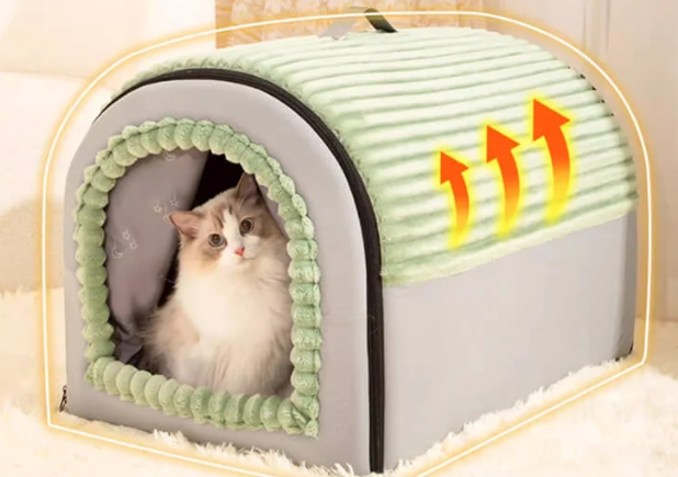 猫小屋を暖める