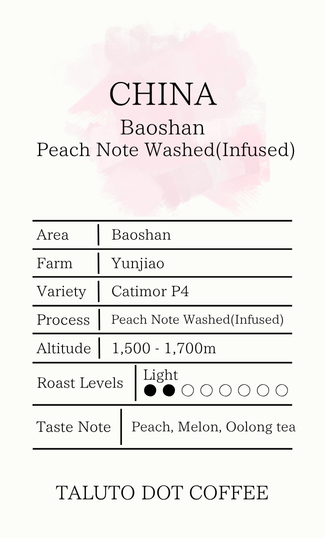 【コーヒー豆】CHINA Baoshan Peach Note Washed (Infused) / 浅煎り