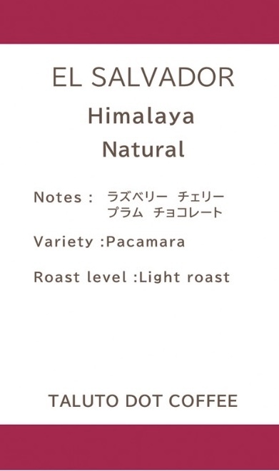 【コーヒー豆】EL SALVADOR Himalaya Natural / 浅煎り