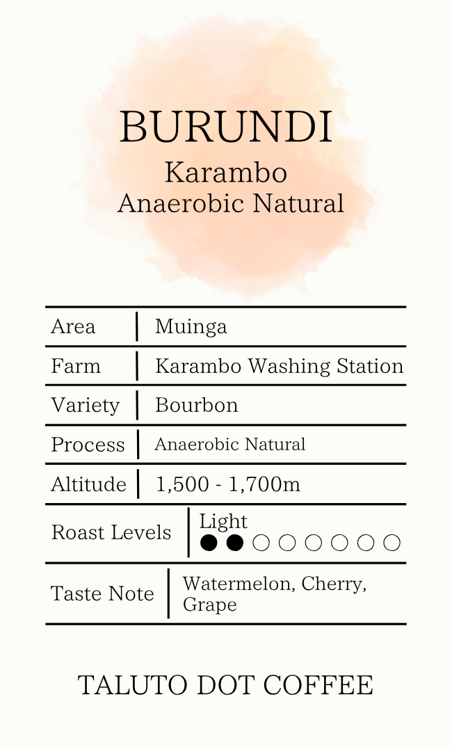 【コーヒー豆】BURUNDI Karambo Anaerobic Natural / 浅煎り
