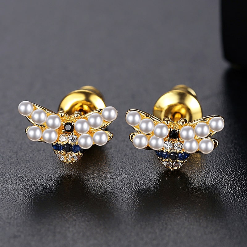 珍珠蜜蜂耳環 image number 1