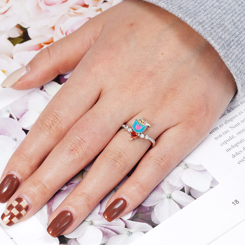 可愛的口袋貓V形戒指 image number 2