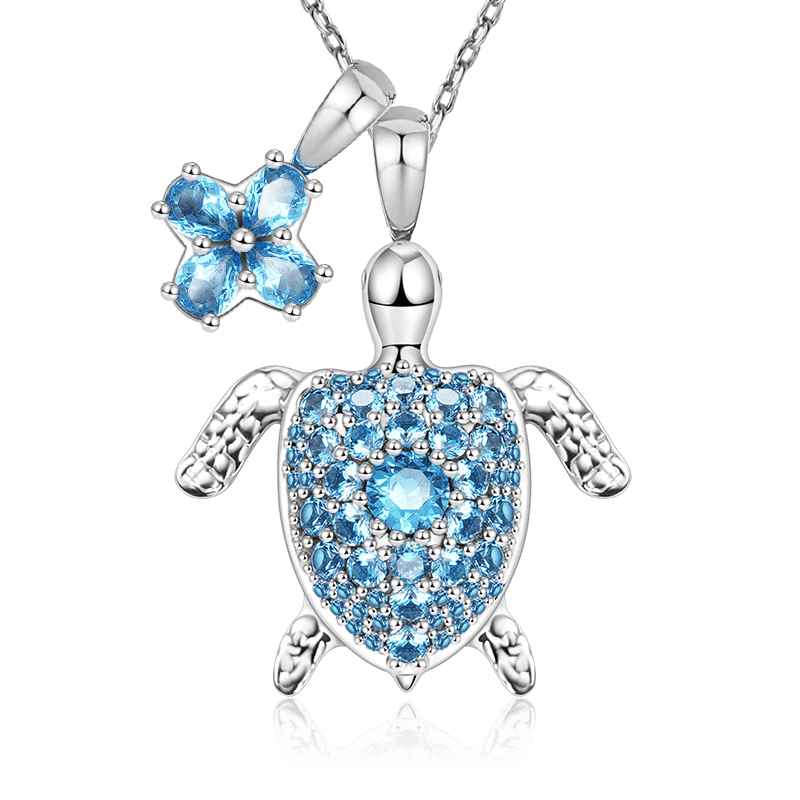 藍色櫻花海龜項鍊 image number 0