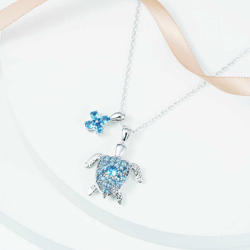 藍色櫻花海龜項鍊 image number 2