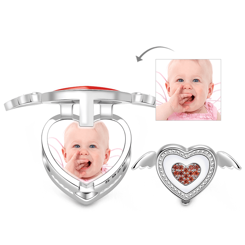 帶翅膀的心形照片珠飾 image number 0