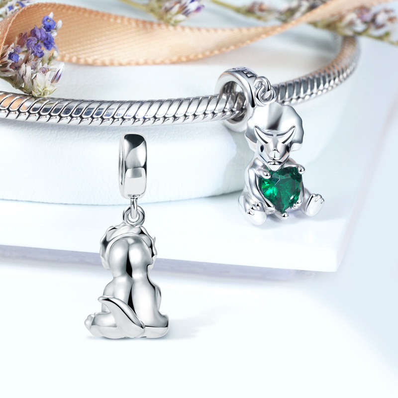 三角龍擁抱心形寶石吊墜 image number 1