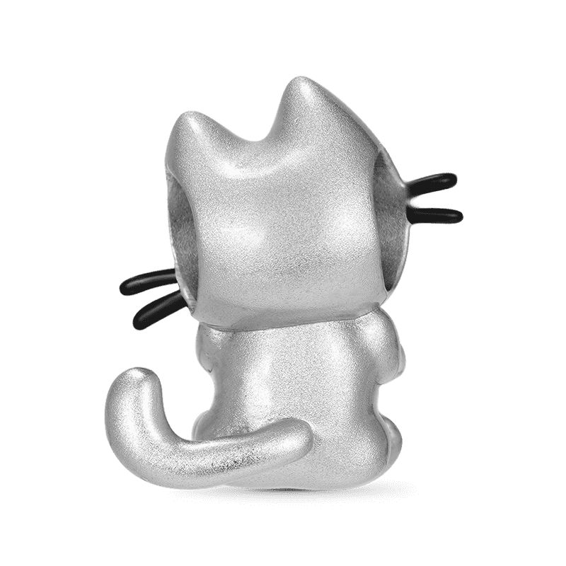 可愛貓咪擁抱心形寶石珠飾 image number 1