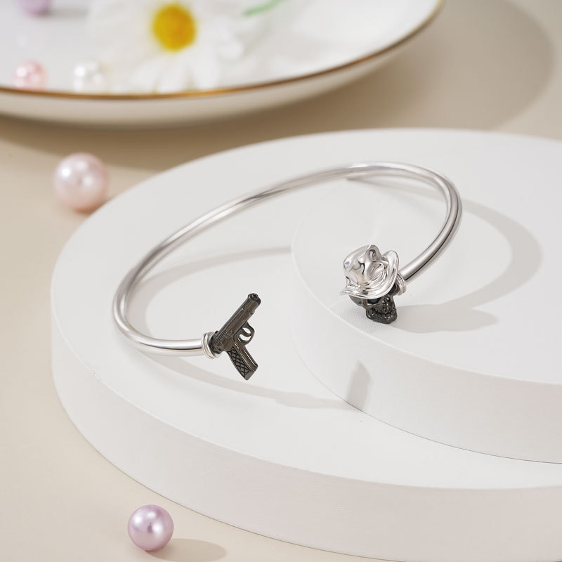 骷髏與槍手鐲可開口手鐲 image number 2