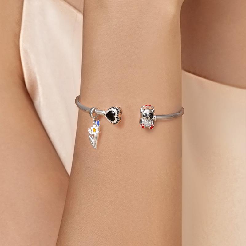 可愛熊貓與愛心可開口手鐲 image number 4