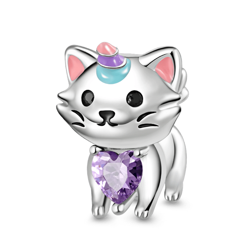 獨角獸貓擁抱心形寶石珠飾 image number 0