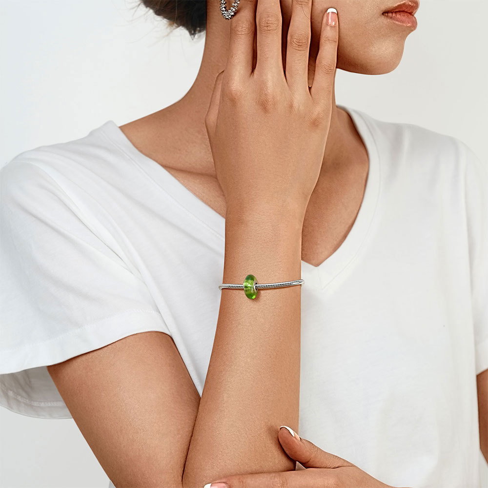 綠石心形孔珠飾 image number 3