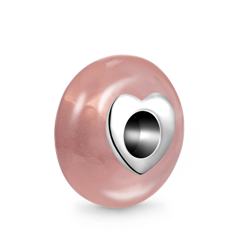 粉色石頭心形孔珠飾 image number 1