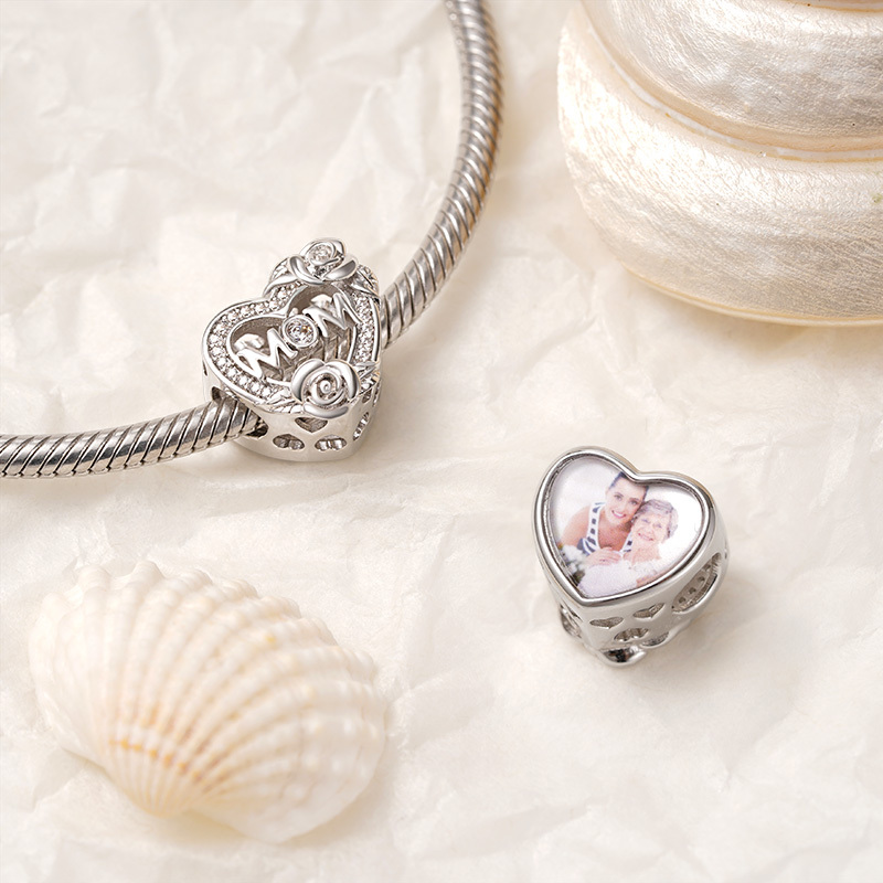 愛媽媽心形照片珠飾 image number 1