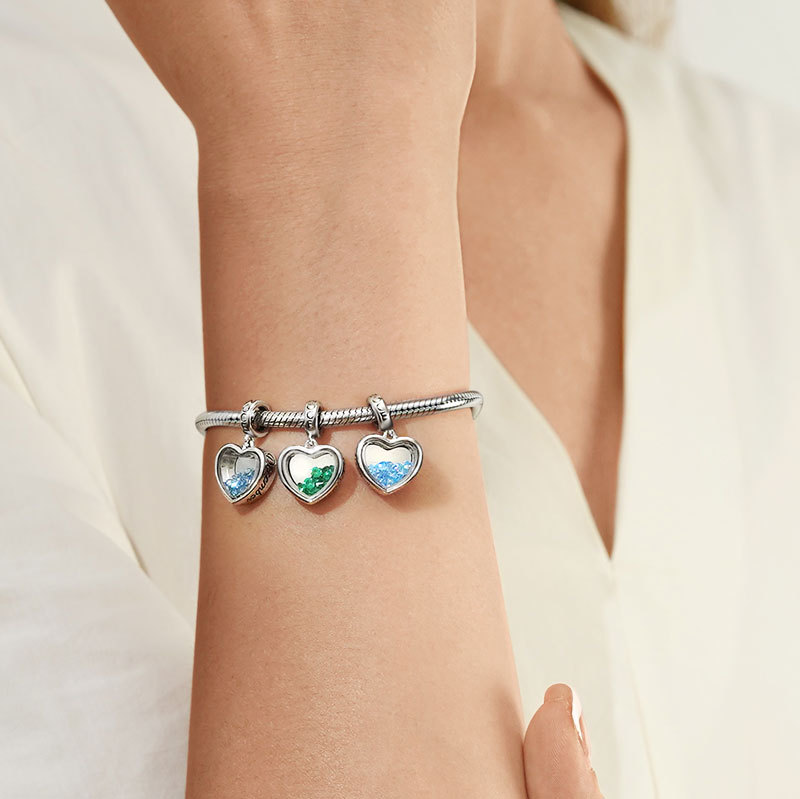 三月生日心形石可刻字吊墜 image number 2