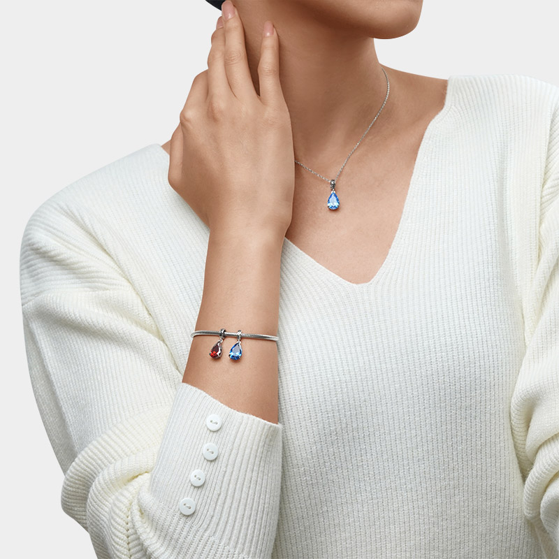 梨形切割生日石吊墜 image number 4