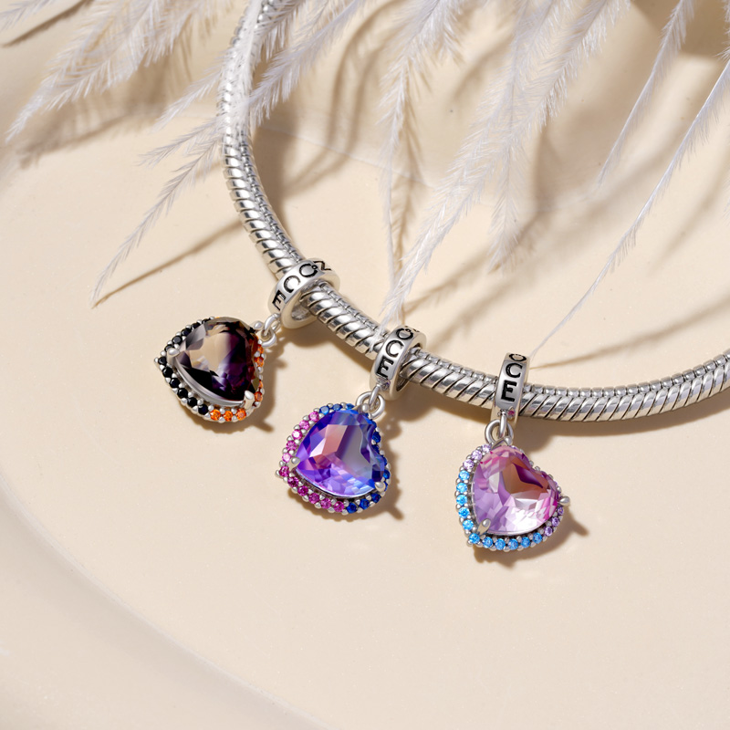 漸變黑紫色心型吊墜 image number 2