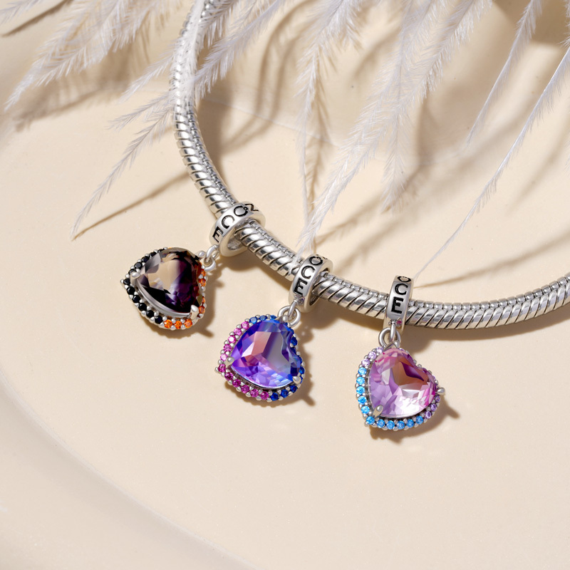 漸變黑紫色心型吊墜 image number 2