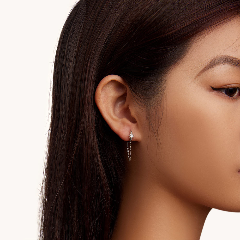 六角星星耳環 image number 2