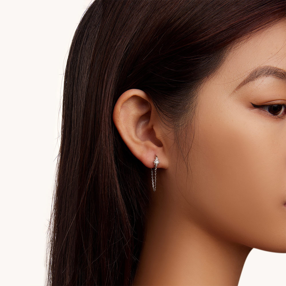 六角星星耳環 image number 2