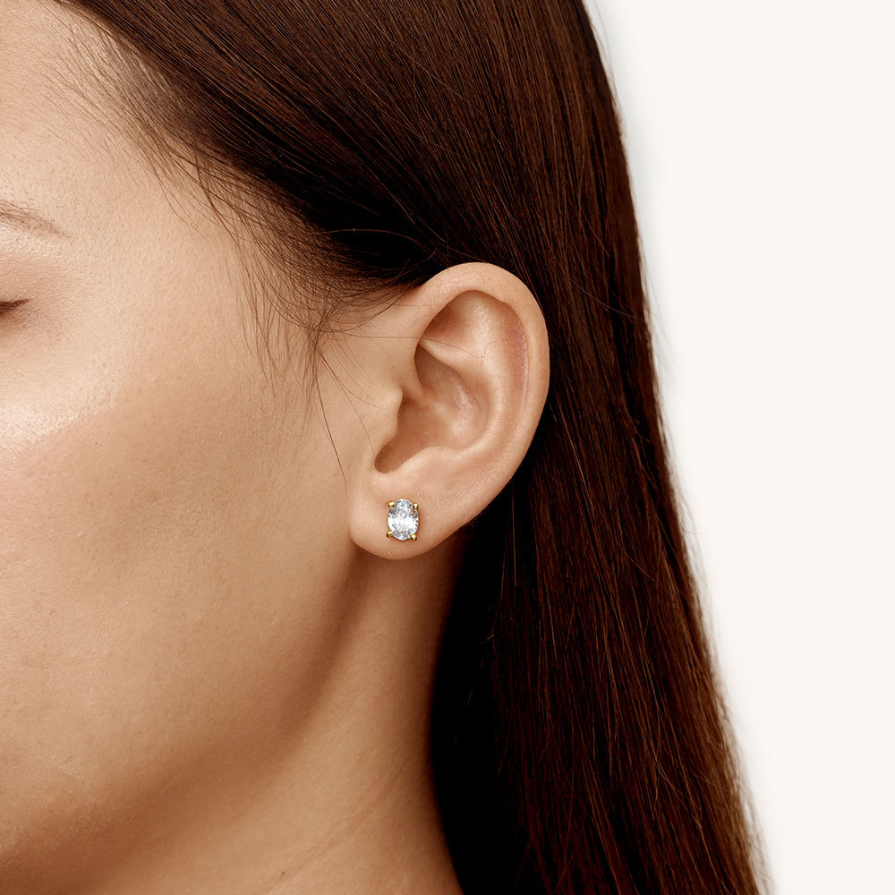 橢圓形耳釘 image number 4