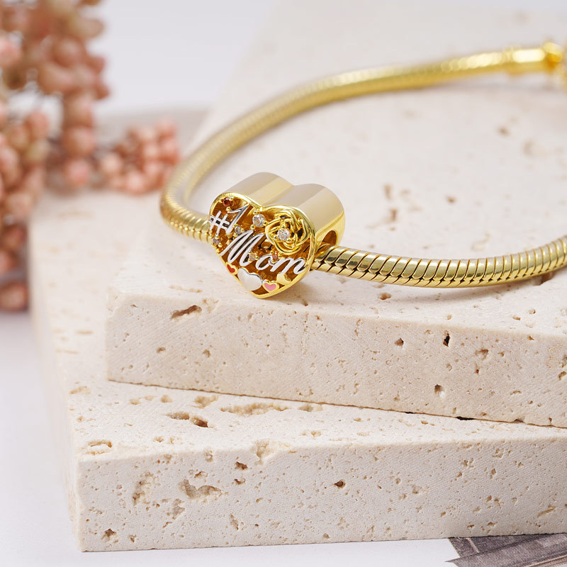 媽媽心形個性化照片珠飾 image number 1