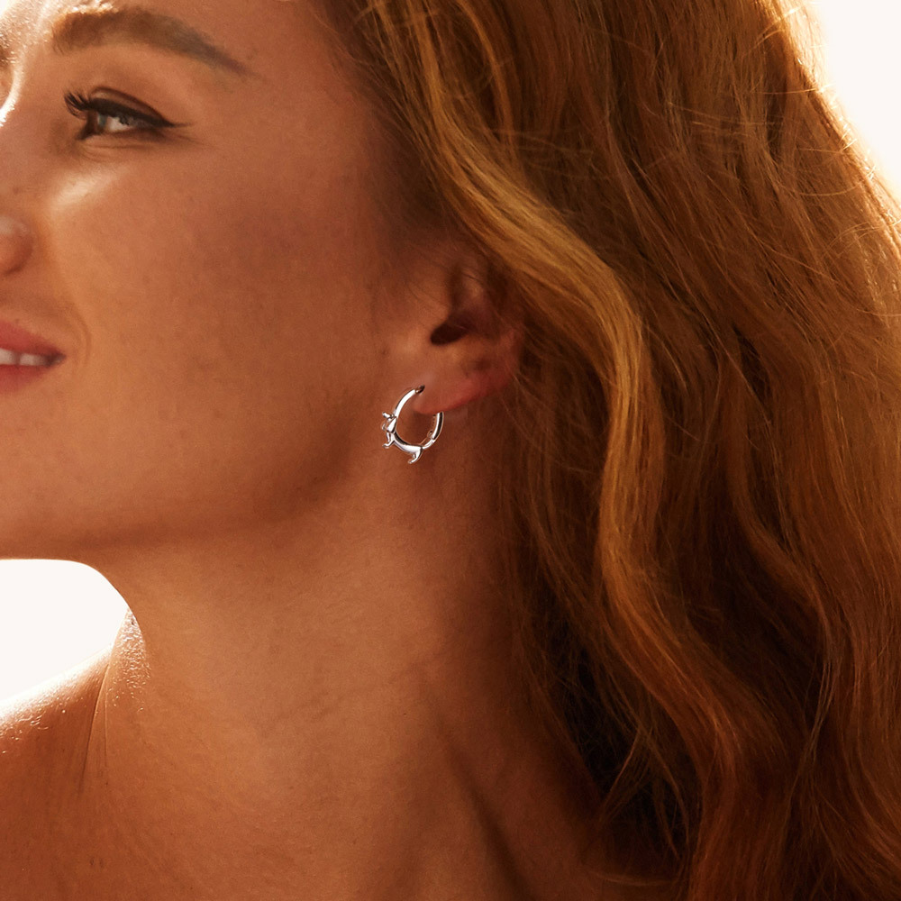 臘腸狗圈形耳環 image number 3