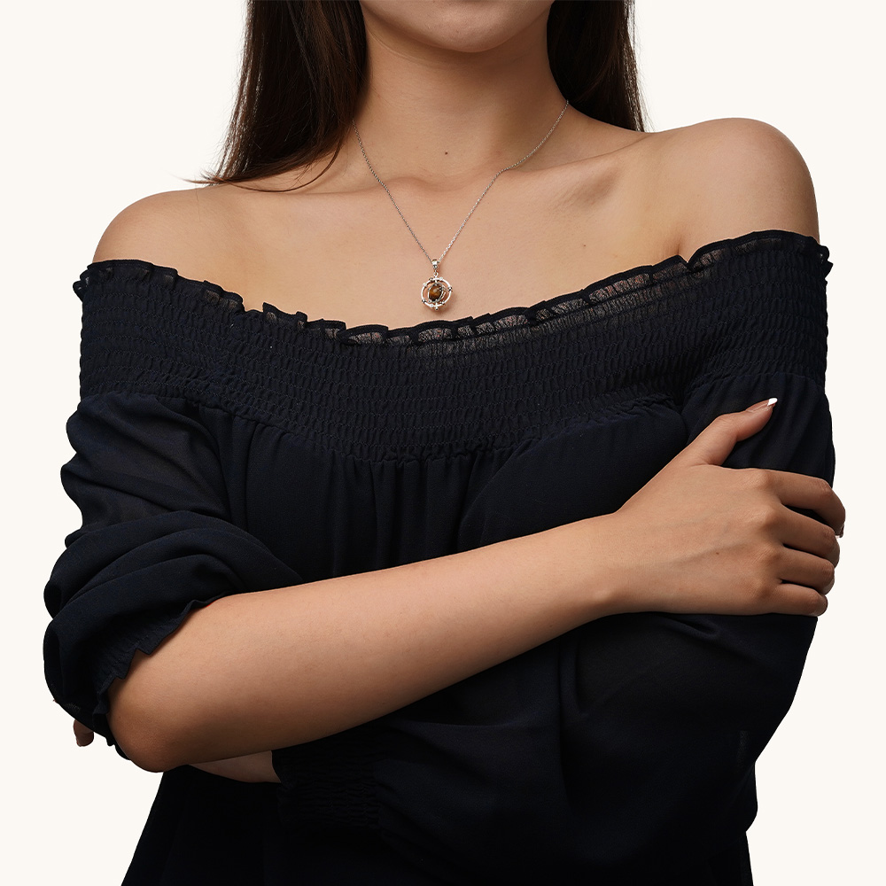 可旋轉虎眼石銀河吊墜 image number 3