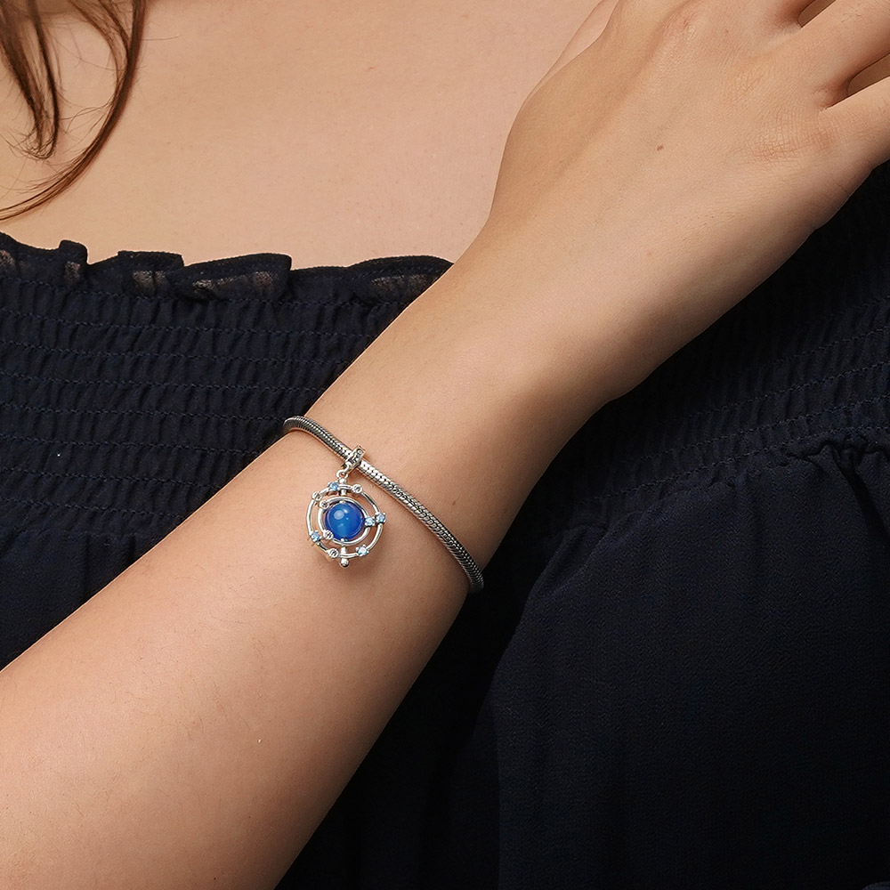 可旋轉藍瑪瑙銀河吊墜 image number 6