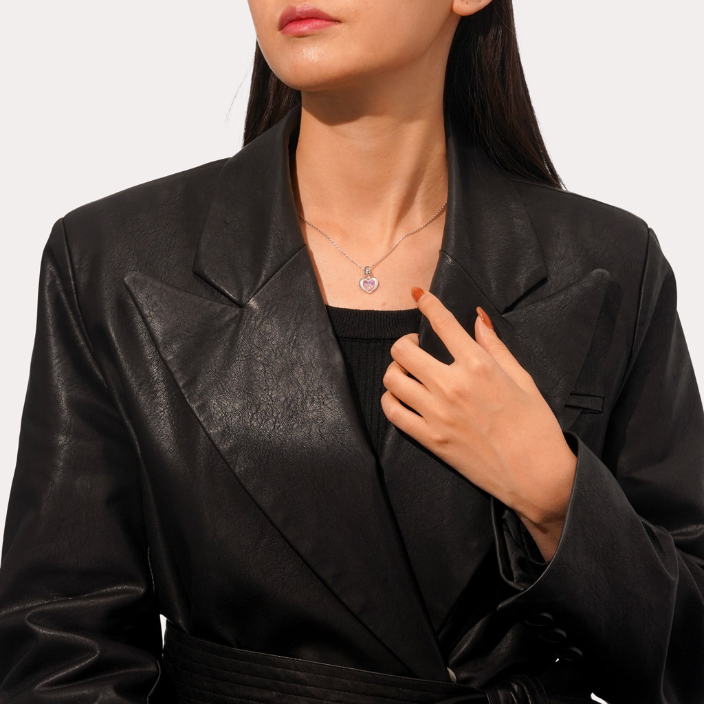 粉紅心形女性力量吊墜 image number 3