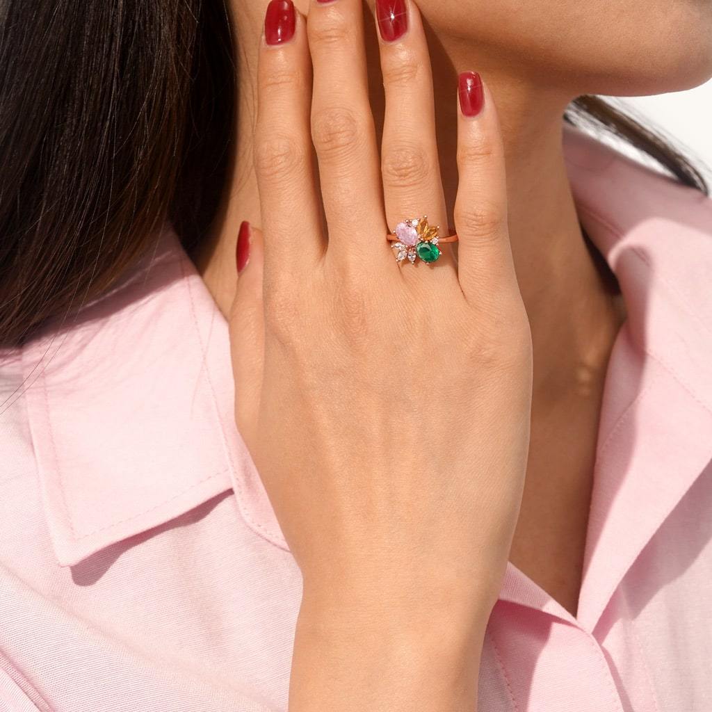 玫瑰金色調花朵戒指 image number 3