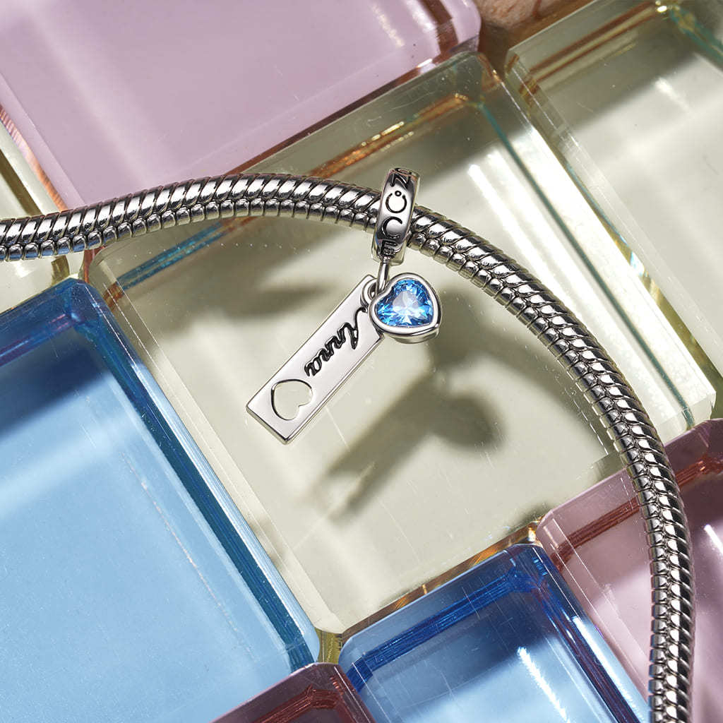 標籤心形生日石吊墜 image number 3