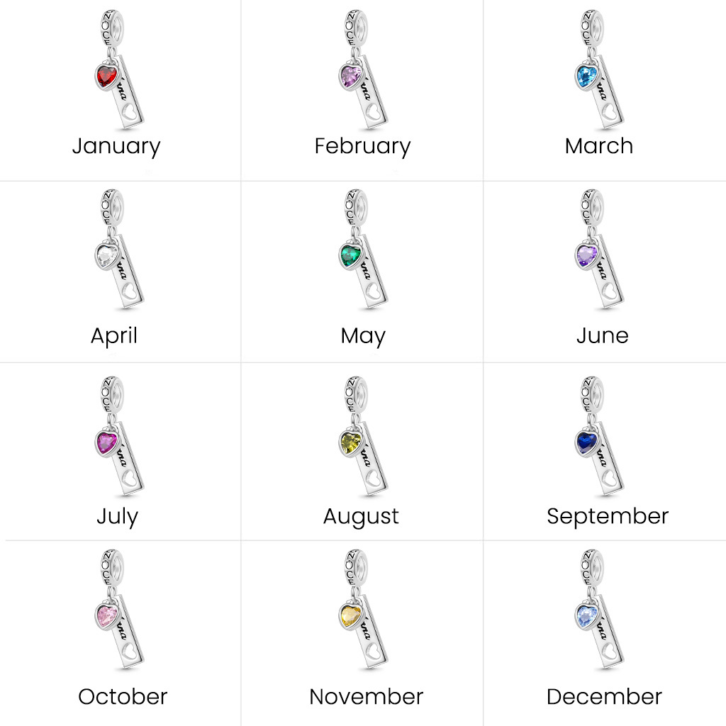 標籤心形生日石吊墜 image number 6