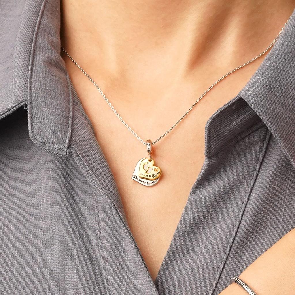 雙心可雕刻吊墜 image number 4