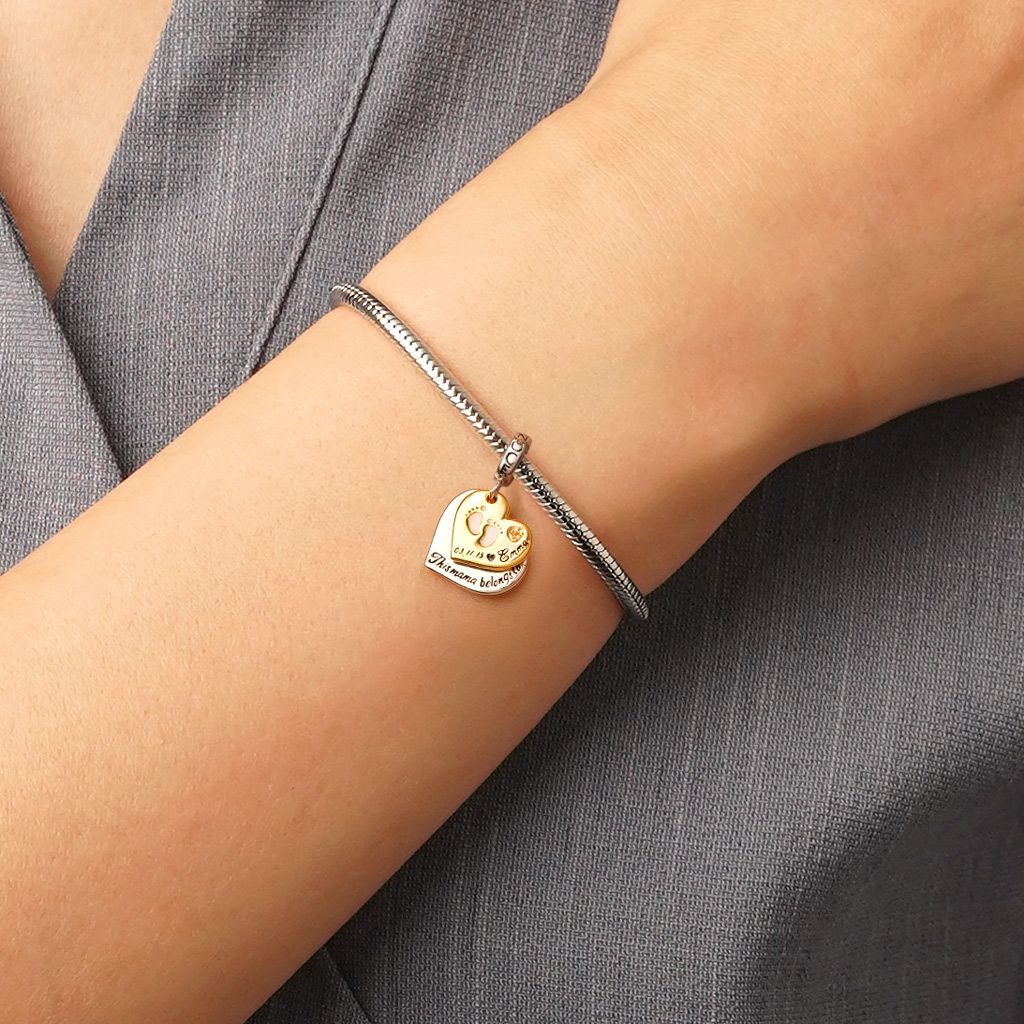 雙心可雕刻吊墜 image number 5