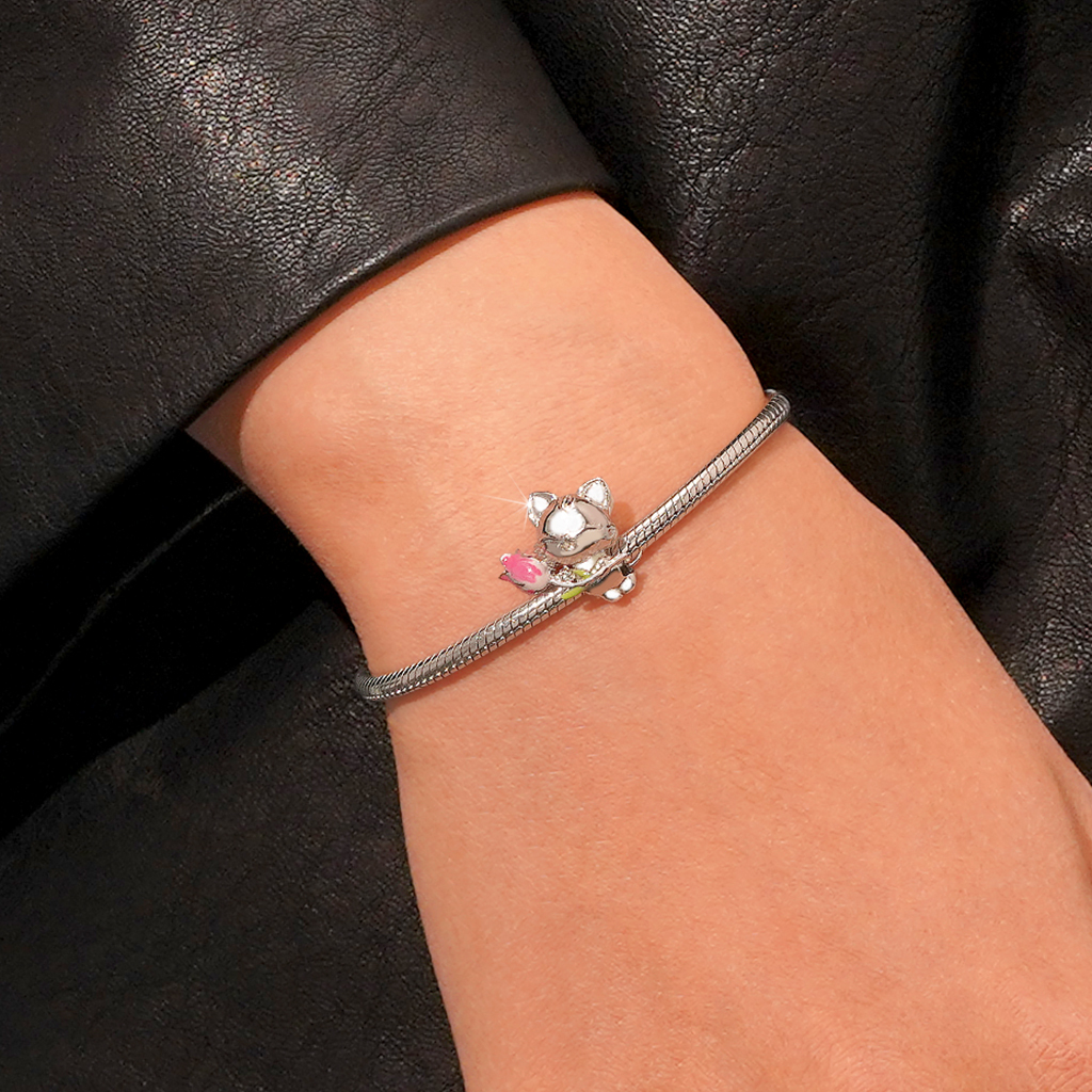 粉色鬱金香貓咪珠飾 image number 4