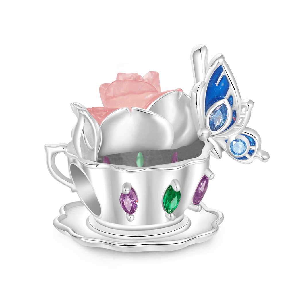 夜光茶杯藍色蝴蝶珠飾 image number 2