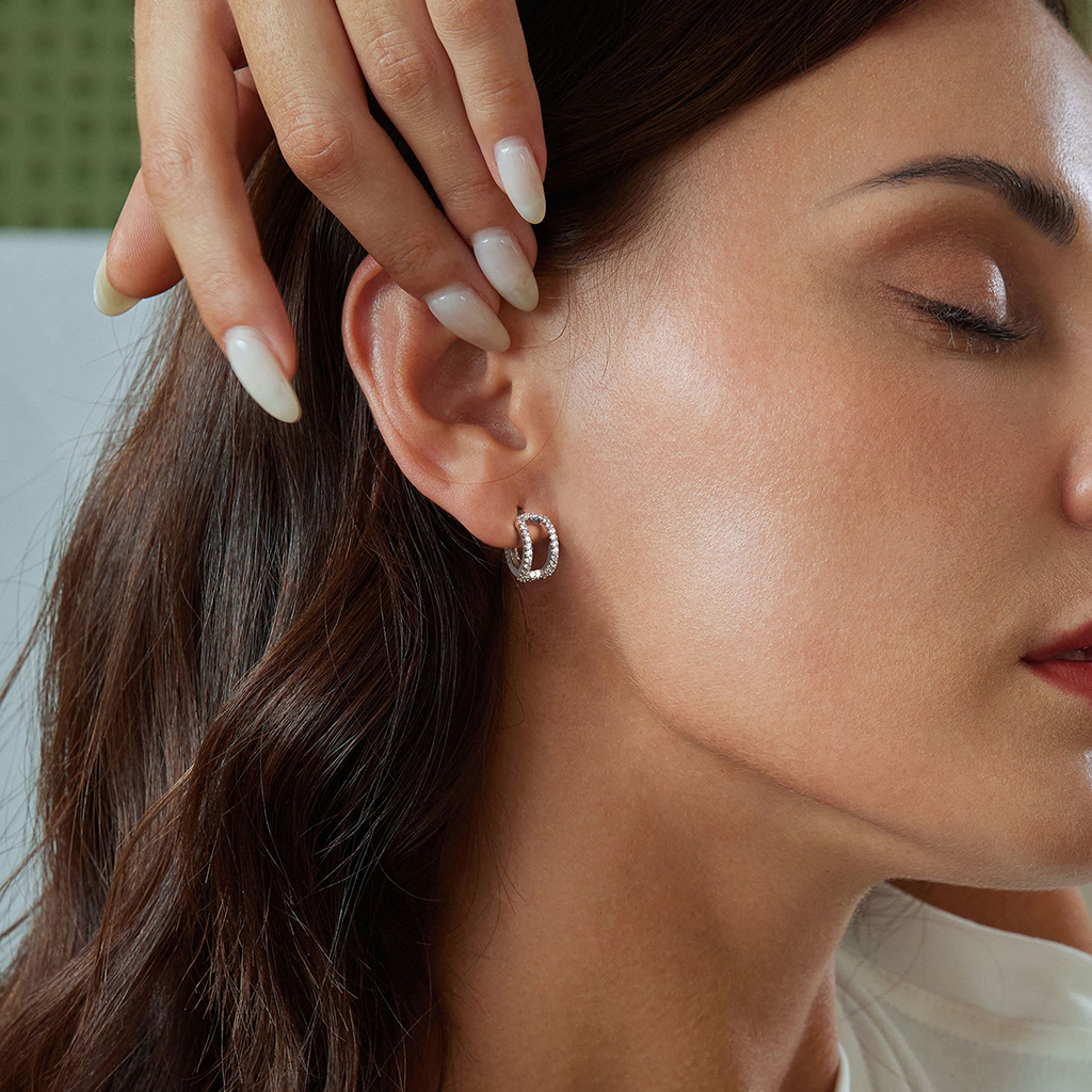 精美閃光雙層耳環 image number 2