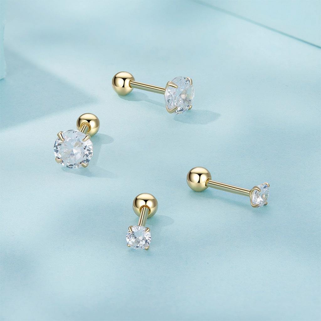 大號白色CZ耳環 image number 2